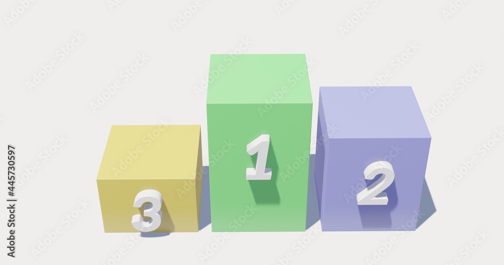 Pedestal of awarding of different colors on a white background 3d-rendering Pedestal of awarding of different colors on a white background 3d-rendering