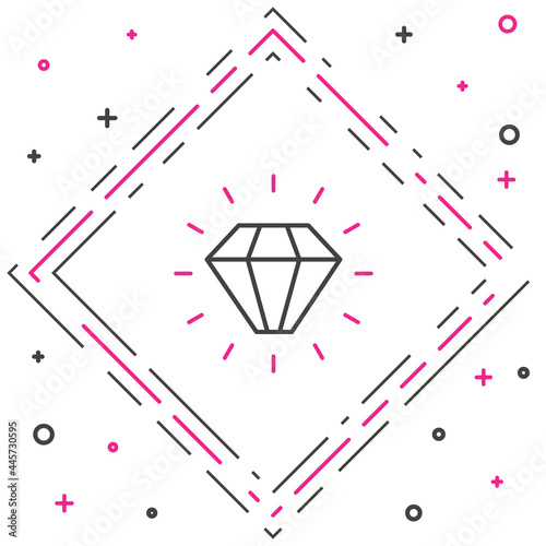Line Diamond icon isolated on white background. Jewelry symbol. Gem stone. Colorful outline concept. Vector