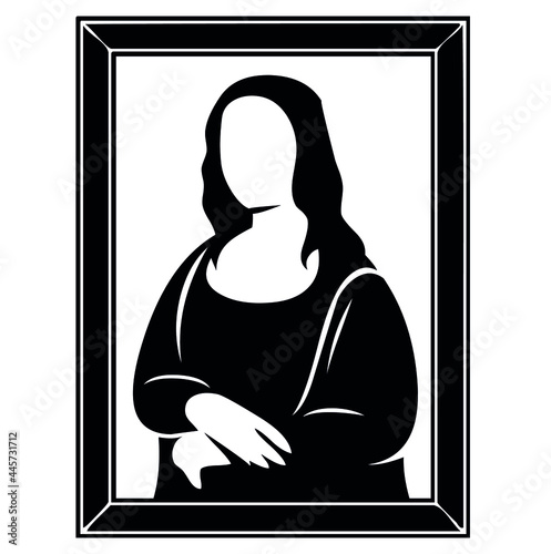 Fotografiet Frame of famous Leonardo da Vinci masterpiece painting & portrait of Mona Lisa,
