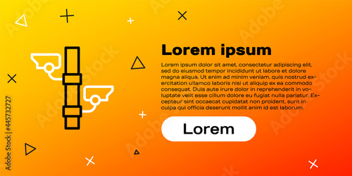 Line Security camera icon isolated on yellow background. Colorful outline concept. Vector