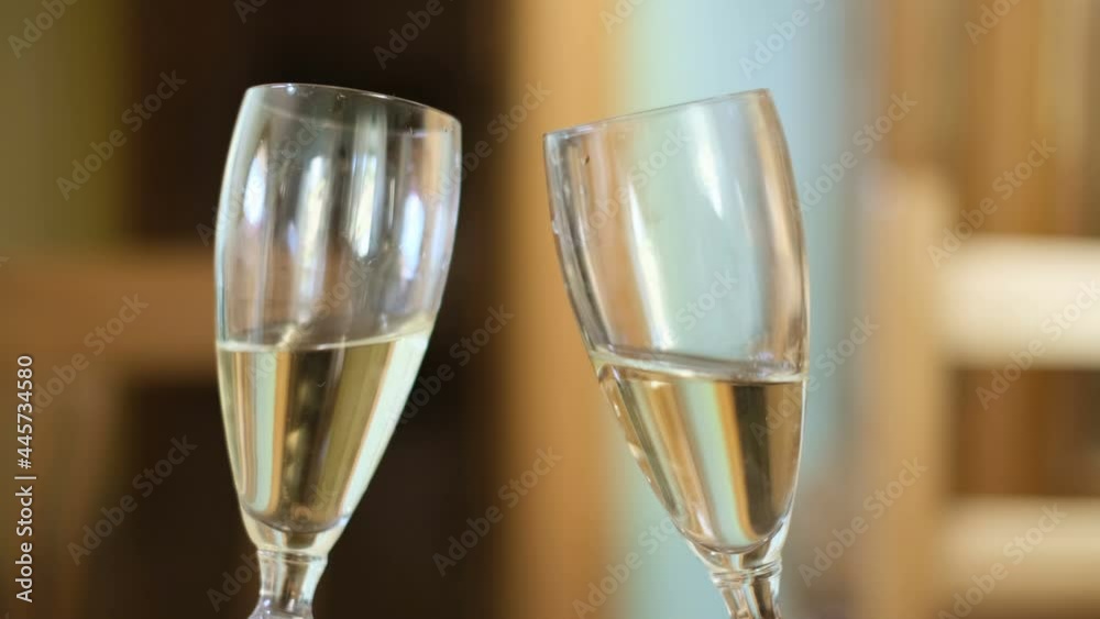 People toasting sparkling white wine glasses for good wishes event,drinking