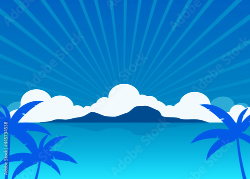 background design with sea and an island illustration