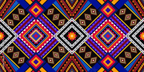 Wallpaper Mural Ethnic abstract triangle pattern art. Seamless pattern in tribal, folk embroidery, and Mexican style. Aztec geometric art ornament print.Design for carpet, clothing, wrapping, fabric, cover, textile Torontodigital.ca