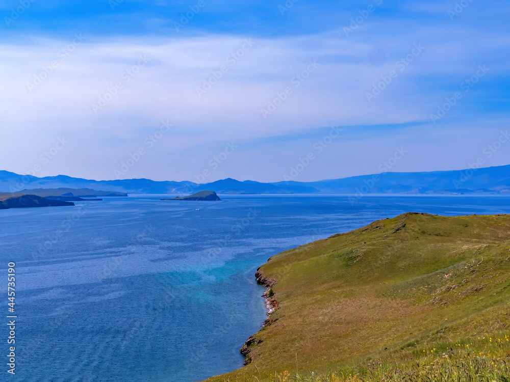 View of Lake Baikal in the bright sunny day.