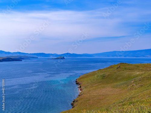 View of Lake Baikal in the bright sunny day.