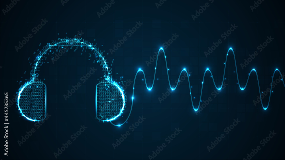 Obraz premium Headphone icon with wave cord