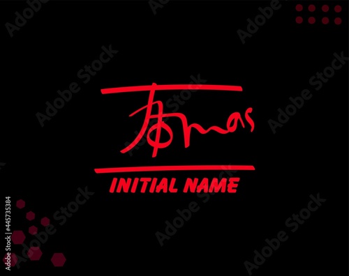 Thomas's handwriting. signature logo for identity hand drawn style