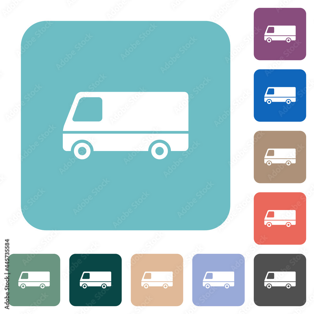 Van side view rounded square flat icons Van side view rounded square flat icons