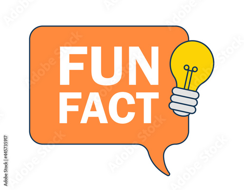 Fun Fact vector template post with idea bulb light icon sticker for web and t-shirt.