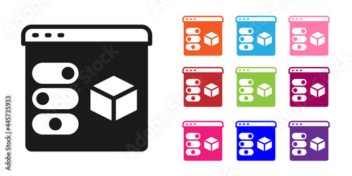 Black 3D printer icon isolated on white background. 3d printing. Set icons colorful. Vector