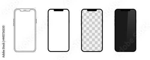 mobile phone mockup vector. smartphone isolated on white background. cellphone frame mock up.