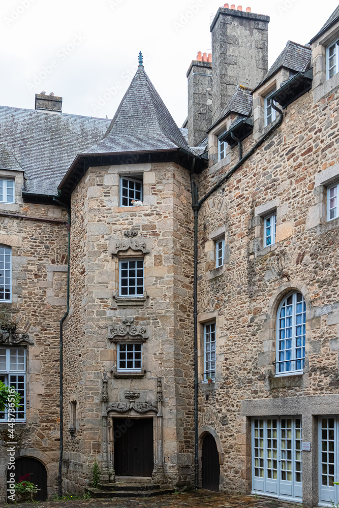 facade of an old house in Dinan, Brittany