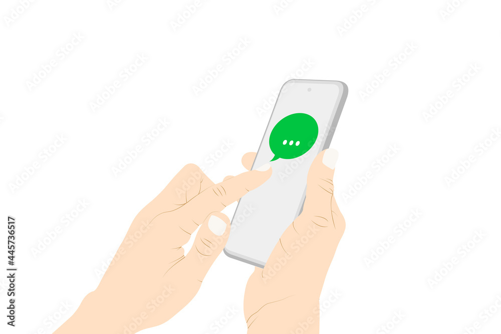 Messaging, while using a smartphone, chat, talk, conversation vector.