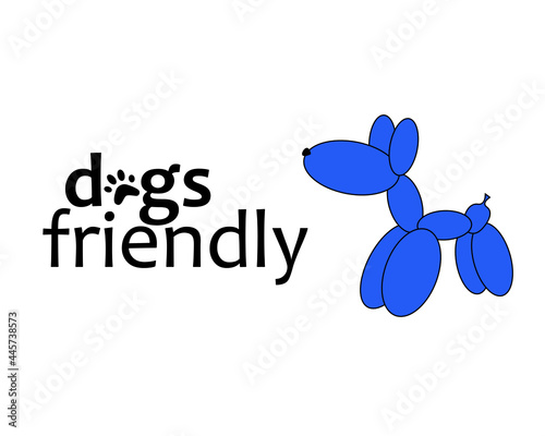 dog; friendly; pet; balloon; paw; vector; footprint; sign; symbol; illustration; puppy; love; print; friend; icon; animal; isolated; design; white; allowed; shape; greeting; domestic; friendship; foot