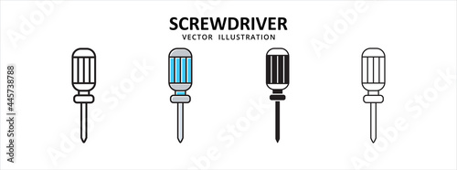 screwdriver hand tool vector icon design. car motorcycle spare part replacement service.