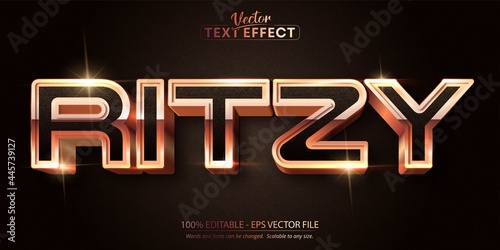 Ritzy text, shiny luxury rose gold editable text effect on dark textured background