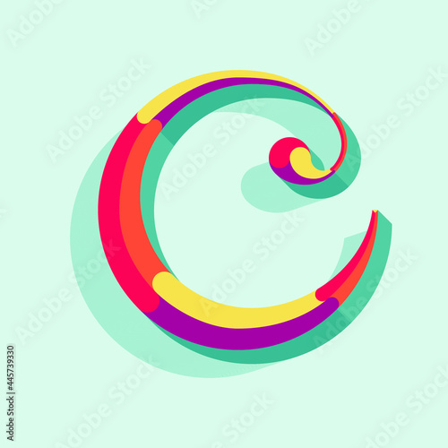 Letter C as a monogram, with shadows and volumes. Vector illustration