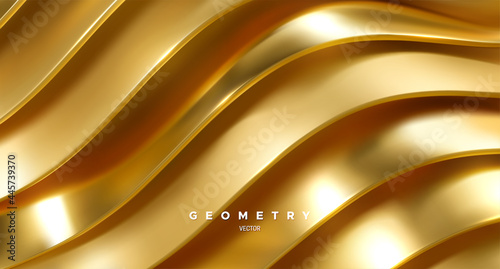 Abstract Background With Wavy Golden Ribbons
