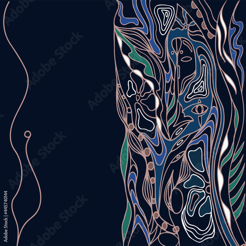 Original design with fantasy floristic images and outlines
