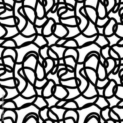 black and white maze hand drawn simple ink brush stroke seamless pattern. vector illustration for background, bed linen fabric, wrapping paper, scrapbooking