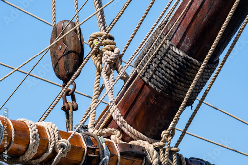 Details of an old sailing ship