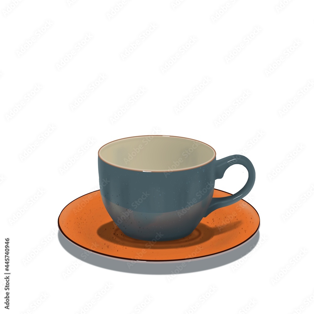 A cup and saucer are fashionable and beautiful for a restaurant and cafe A cup and saucer are fashionable and beautiful for a restaurant and cafe