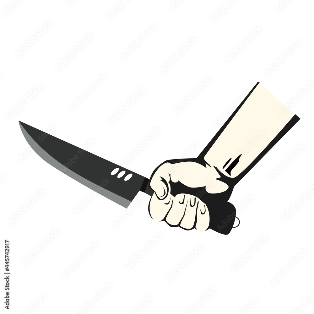 hand carrying a sharp knife. vector illustration flat design style hand carrying a sharp knife. vector illustration flat design style