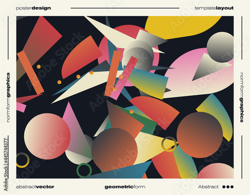 Abstract art geometrical poster design layout with text and graphics