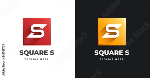Letter S logo design template with square shape style
