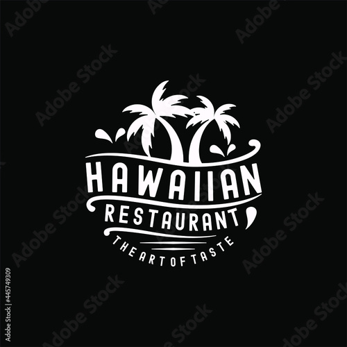 Hawaii Restaurant Rounded Stamp Logo Design