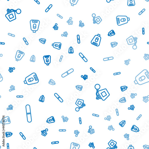 Set line Nail file, Perfume and Epilator on seamless pattern. Vector