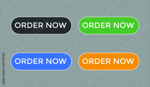 order now text web button set, colorful web icon, order now sign