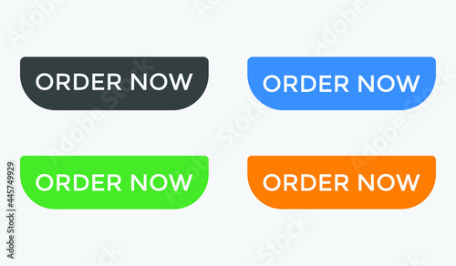 order now text web button set, colorful web icon, order now sign