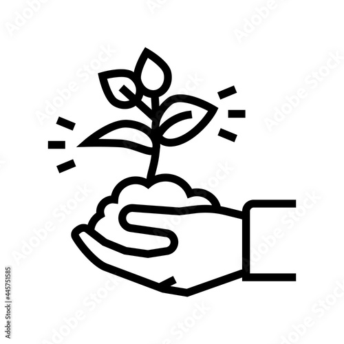 nature soil holding agricultural worker line icon vector. nature soil holding agricultural worker sign. isolated contour symbol black illustration