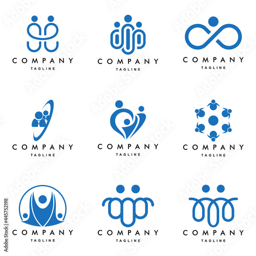 Connect People Logo, Family People Logo, Community Groups people logo Set Vector Logo Design Template Elements