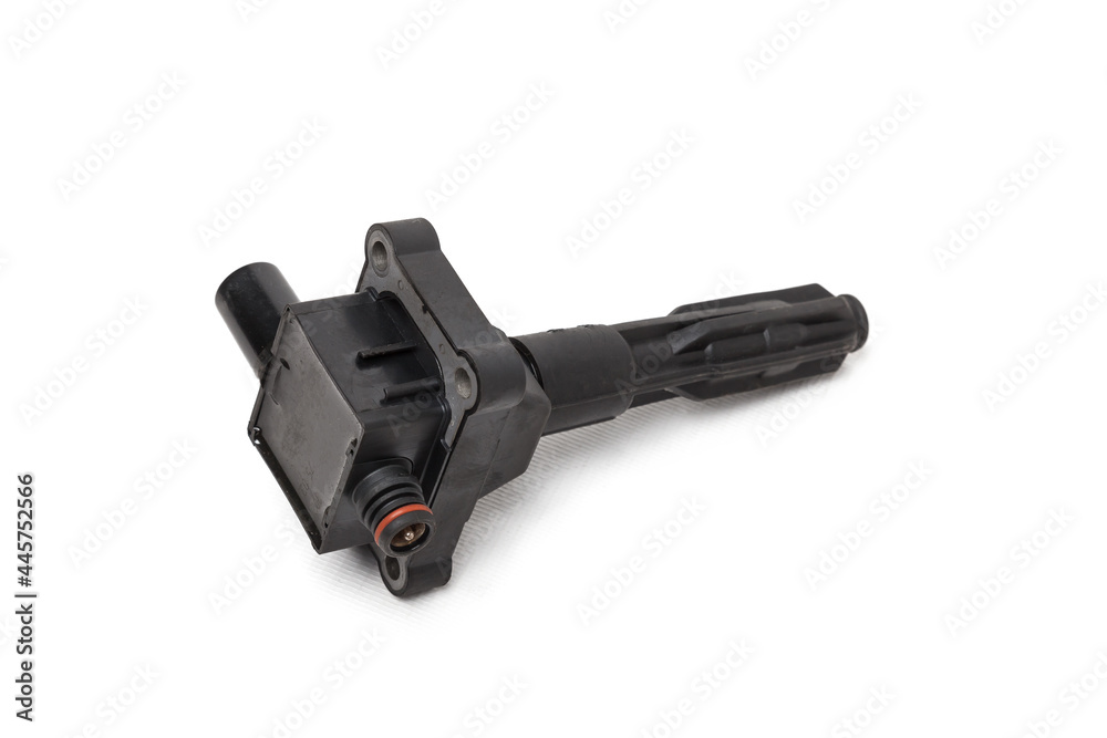 Ignition coil for an internal combustion engine of a car during repair and service on a white isolated background. Spare parts catalog. Ignition coil stock pictures, royalty-free photos, images Ignition coil for an internal combustion engine of a car during repair and service on a white isolated background. Spare parts catalog. Ignition coil stock pictures, royalty-free photos, images