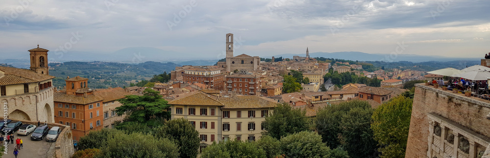 Panoramic View of Perugia City in Italy