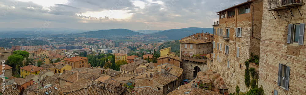 Panoramic View of the Rooftops at Perugia, Italy