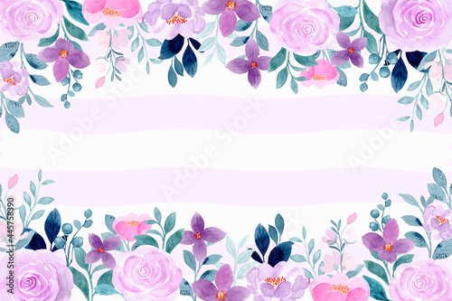 Purple violet floral background with watercolor