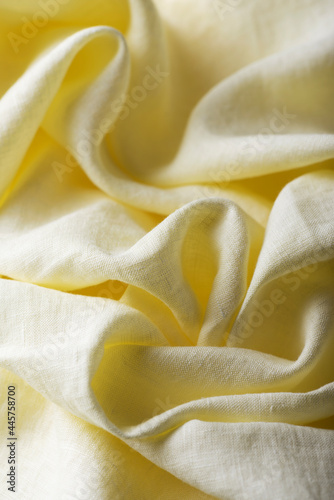 Linen fabric in yellow color.
