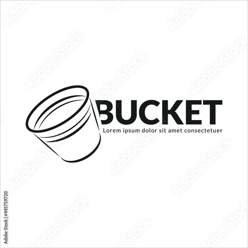 Black and white bucket logo design with unique and attractive text