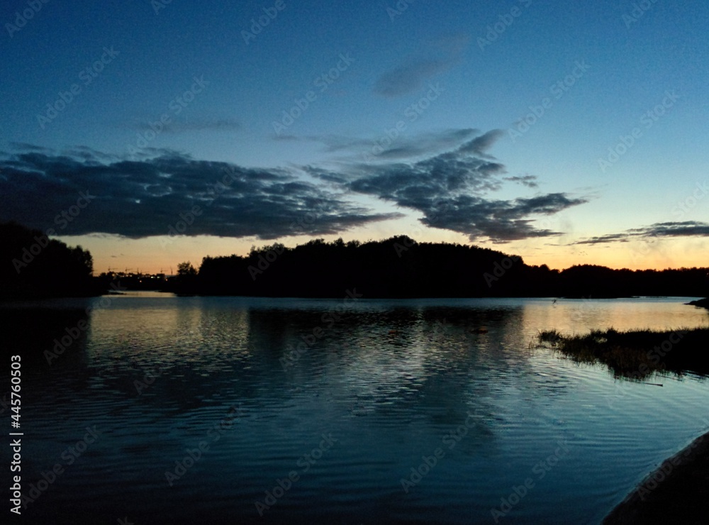 sunset over the lake