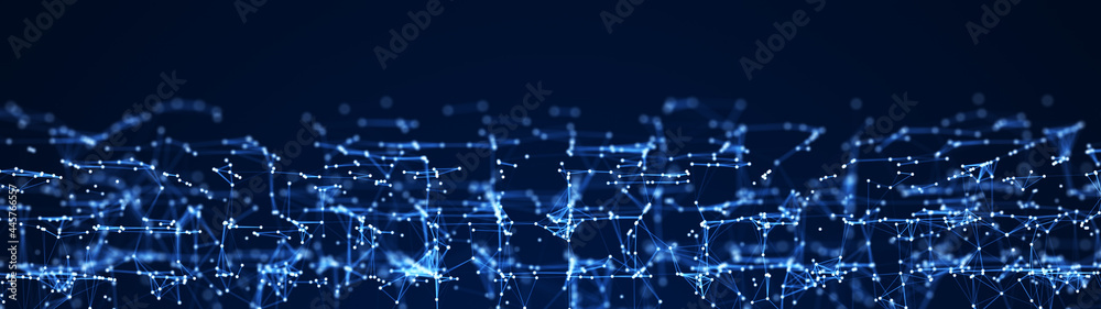Obraz premium Abstract digital background of dots and lines. Big data visualization. Connection structure. Abstract technology science background. 3d rendering