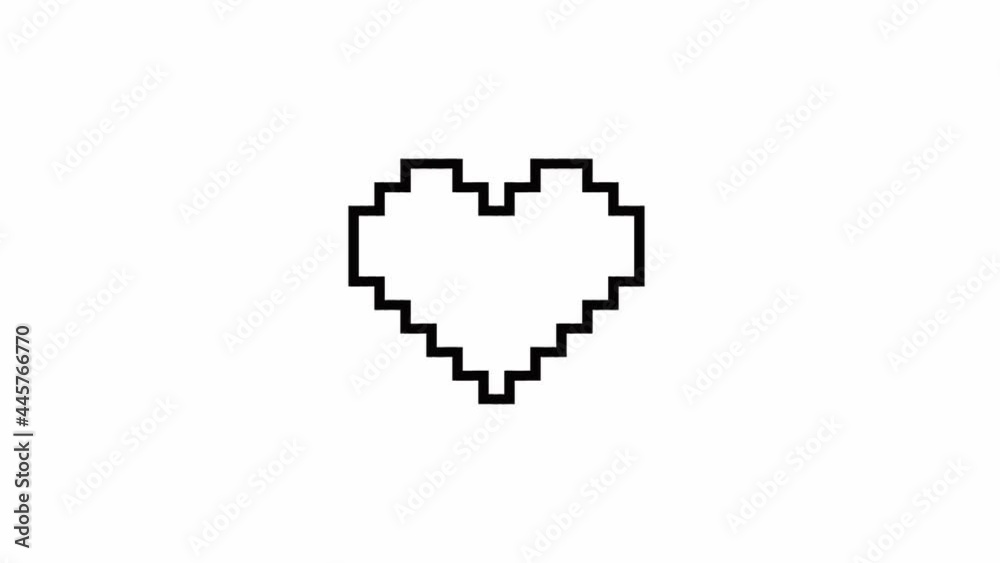 Pixel Heart Animation on Old TV Screen. Glitch Distortion Screen. Love Symbol or Broken Heart Concept on a White Background. 4K Pixel Heart Animation on Old TV Screen. Glitch Distortion Screen. Love Symbol or Broken Heart Concept on a White Background. 4K