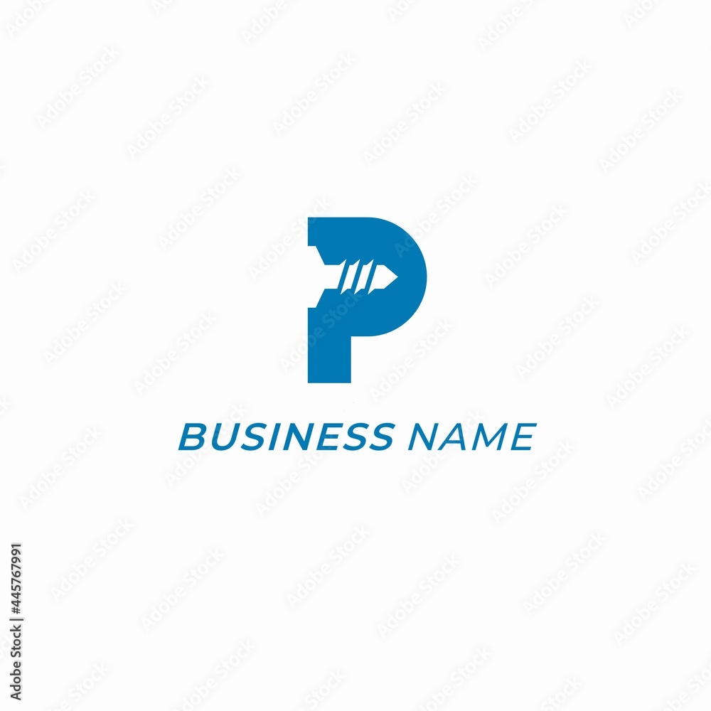 design logo combine letter P and screw