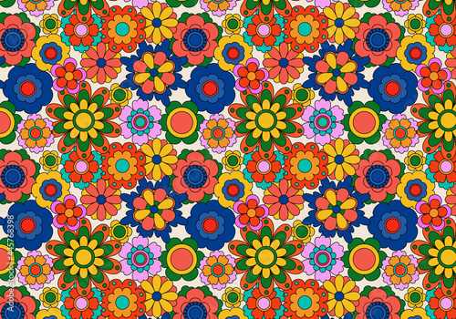 Abstract groovy floral pattern background. Vector.