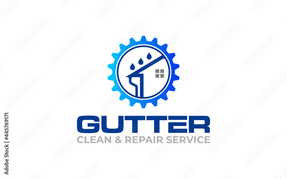 Illustration vector graphic of gutter installation and repair service logo design template Illustration vector graphic of gutter installation and repair service logo design template