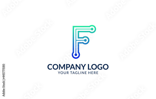 Creative Letter F Logo Template. F Letter Technology Logo Design.