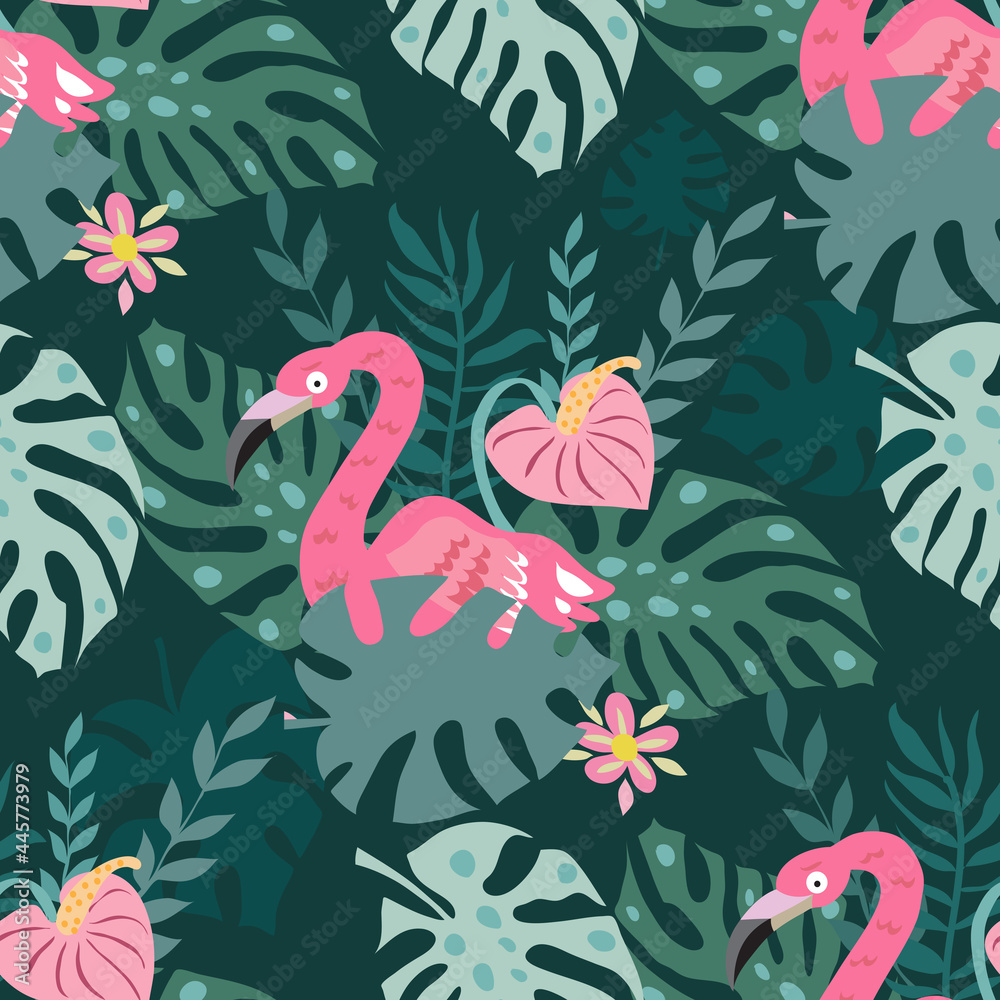 Naklejka premium Flamingo pattern 2