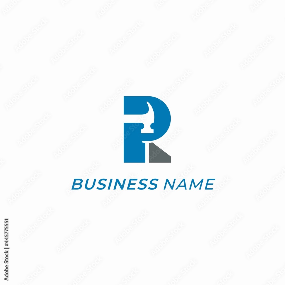 design logo combine letter R and hammer design logo combine letter R and hammer